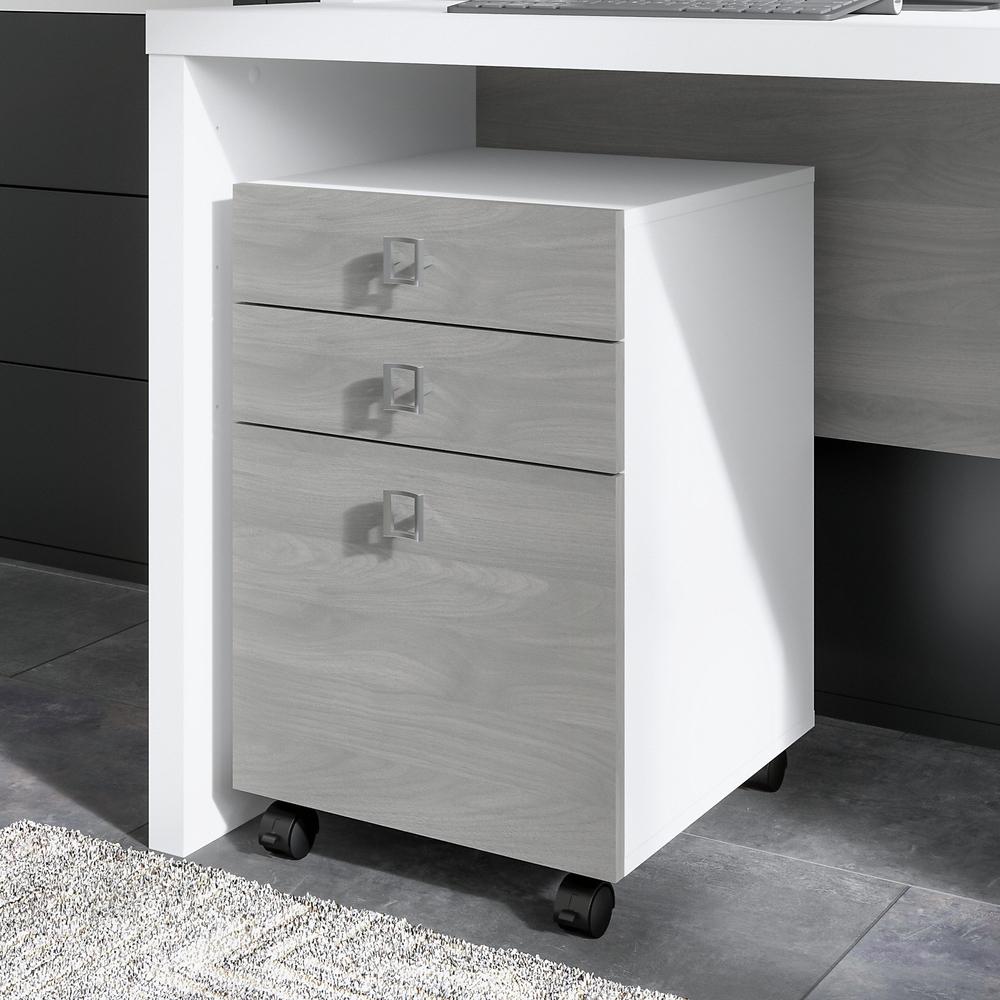 Echo 3 Drawer Mobile File Cabinet in Pure White and Modern Gray. Picture 2