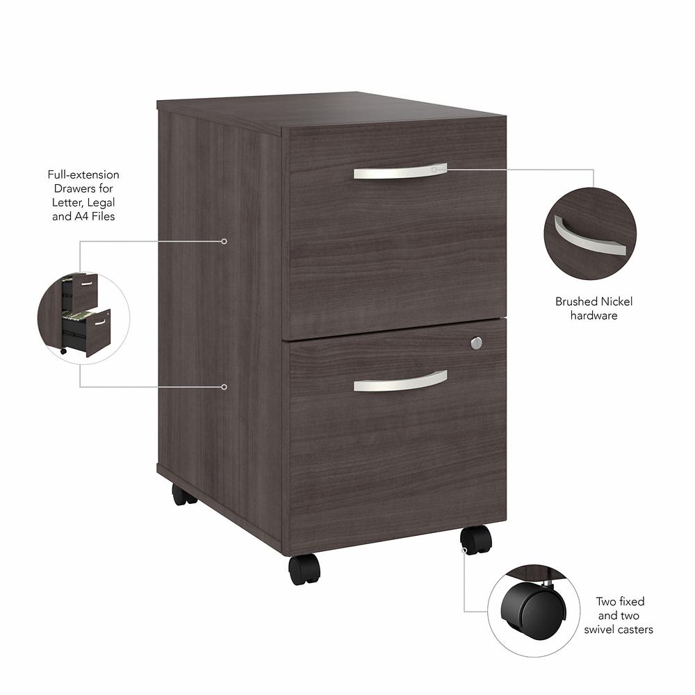 Bush Business Furniture Hybrid 2 Drawer Mobile File Cabinet - Assembled - Storm Gray. Picture 3