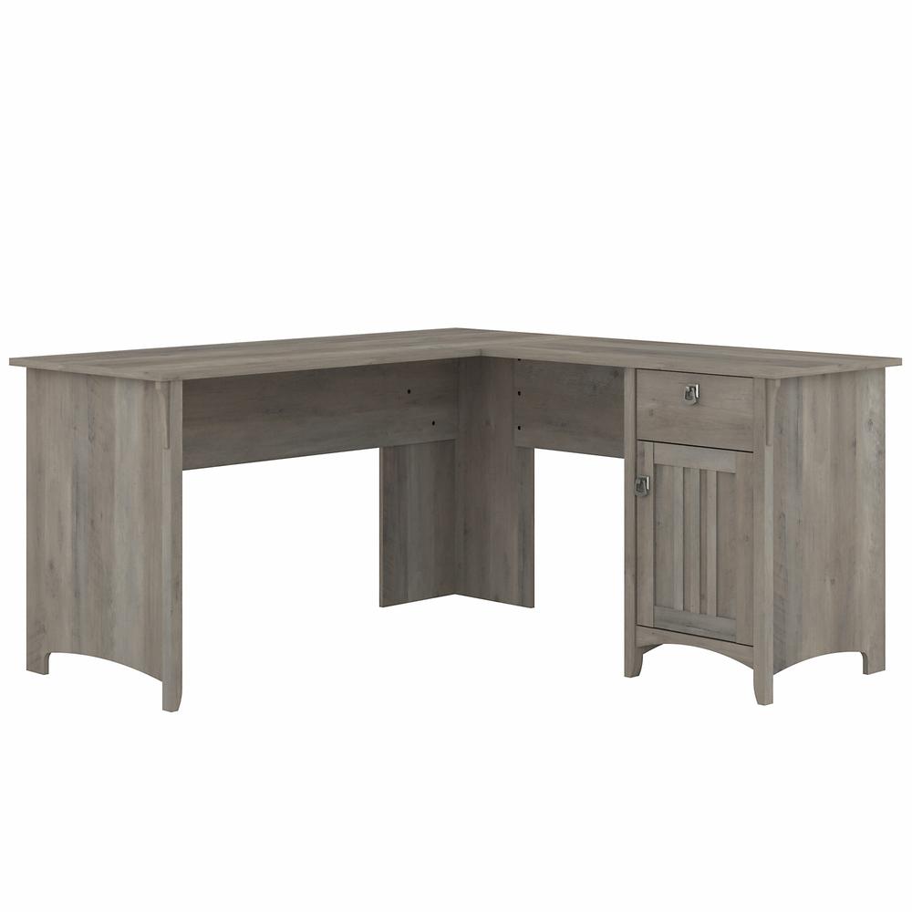 Bush Furniture Salinas 60W L Shaped Desk with Storage in Driftwood Gray. Picture 1