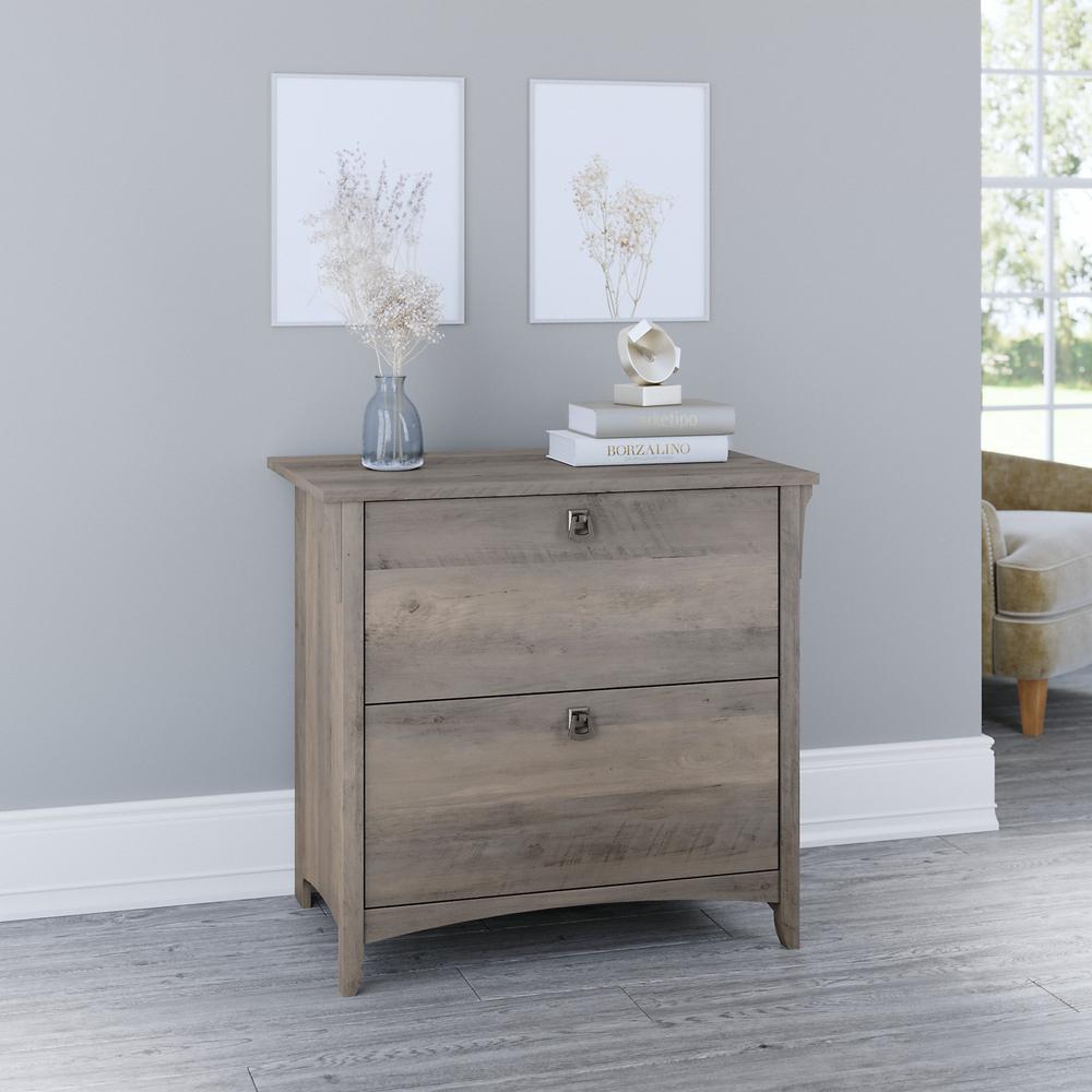 Bush Furniture Salinas 2 Drawer Lateral File Cabinet in Driftwood Gray. Picture 2