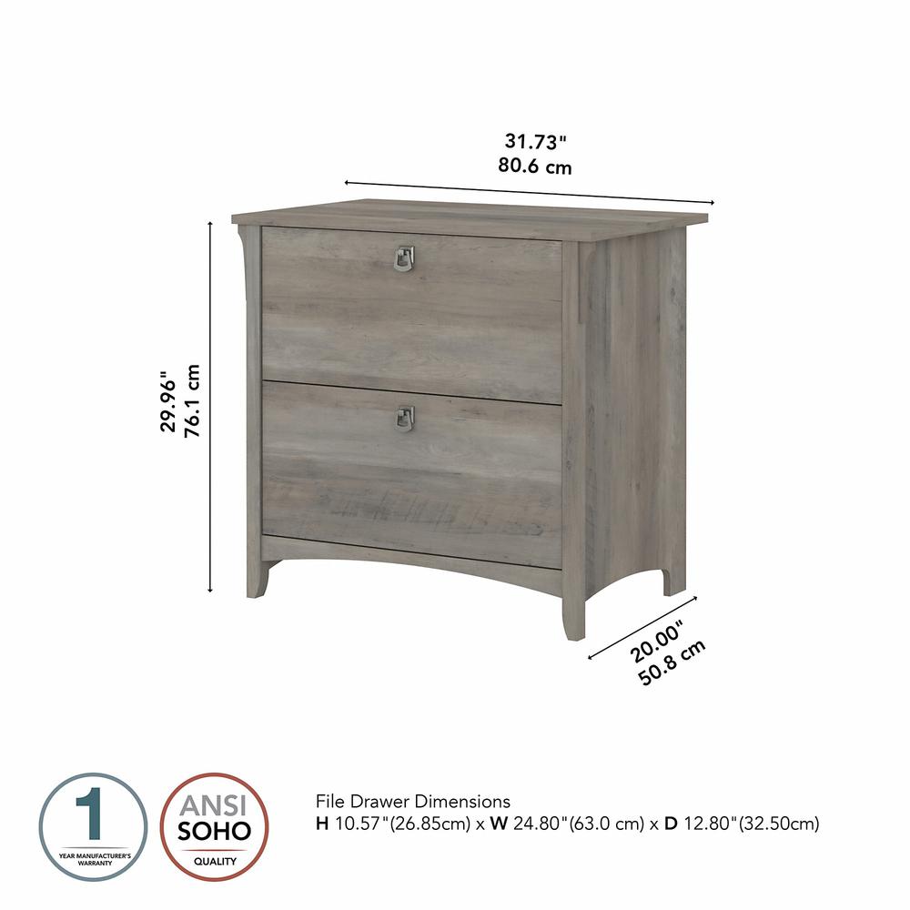 Bush Furniture Salinas 2 Drawer Lateral File Cabinet in Driftwood Gray. Picture 5