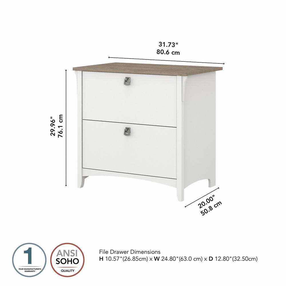 Bush Furniture Salinas 2 Drawer Lateral File Cabinet, Shiplap Gray/Pure White. Picture 5