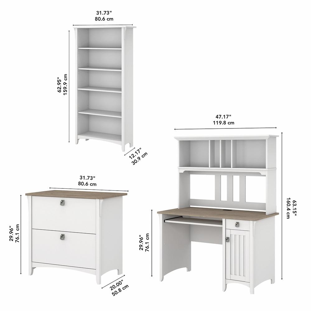 Desk with Hutch, Lateral File Cabinet and 5 Shelf Bookcase Shiplap Gray/Pure White. Picture 5