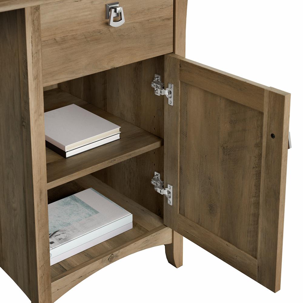 Bush Furniture Salinas 60W L Shaped Desk with Lateral File Cabinet and 5 Shelf Bookcase, Reclaimed Pine. Picture 6