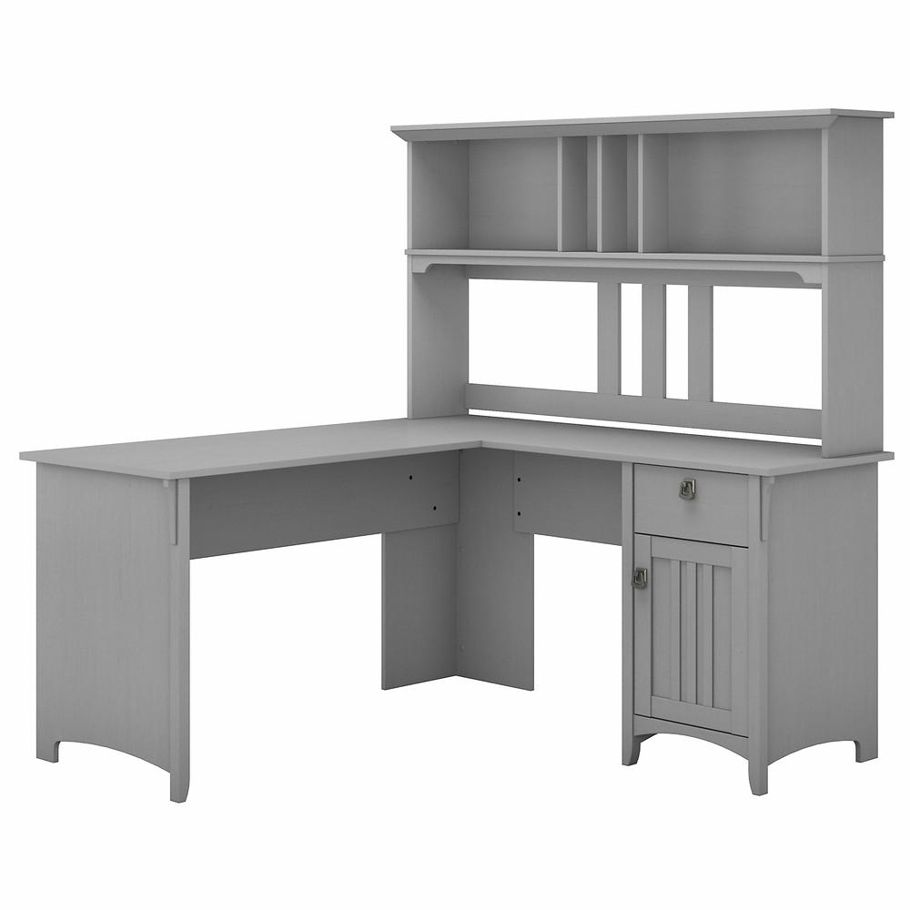 Bush Furniture Salinas 60W L Shaped Desk with Hutch Cape Cod Gray. Picture 1