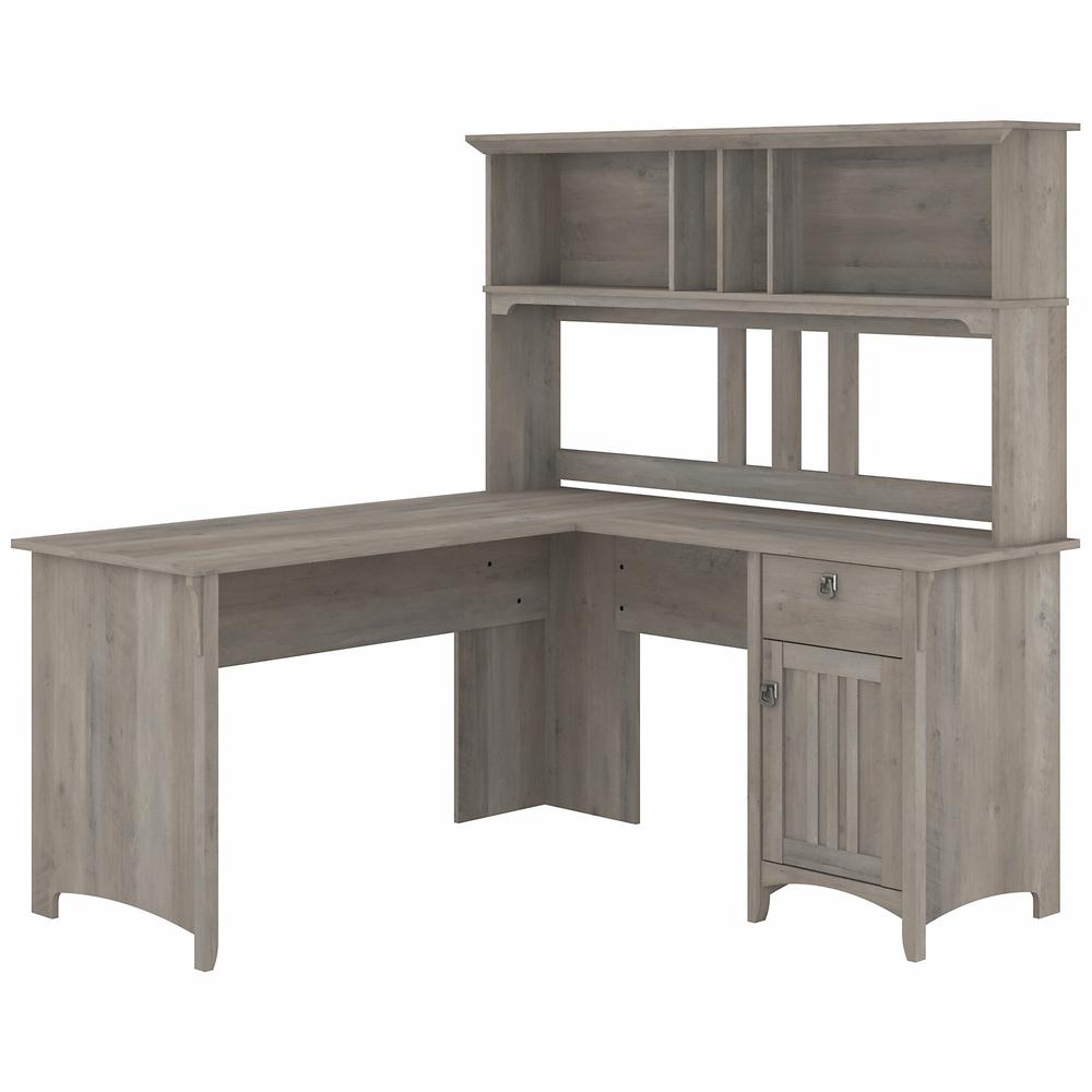 Bush Furniture Salinas 60W L Shaped Desk with Hutch, Driftwood Gray. Picture 1