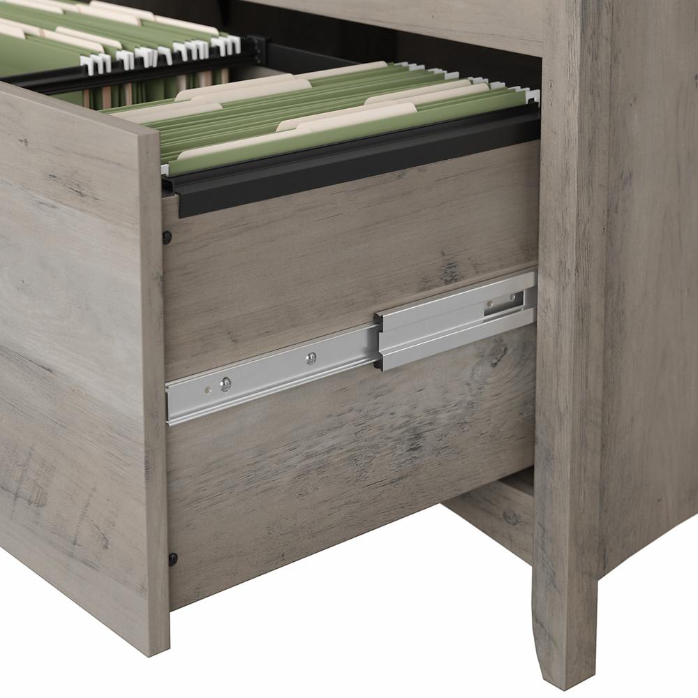 Bush Furniture Salinas 60W L Shaped Desk with Hutch, Lateral File Cabinet and 5 Shelf Bookcase, Driftwood Gray. Picture 6
