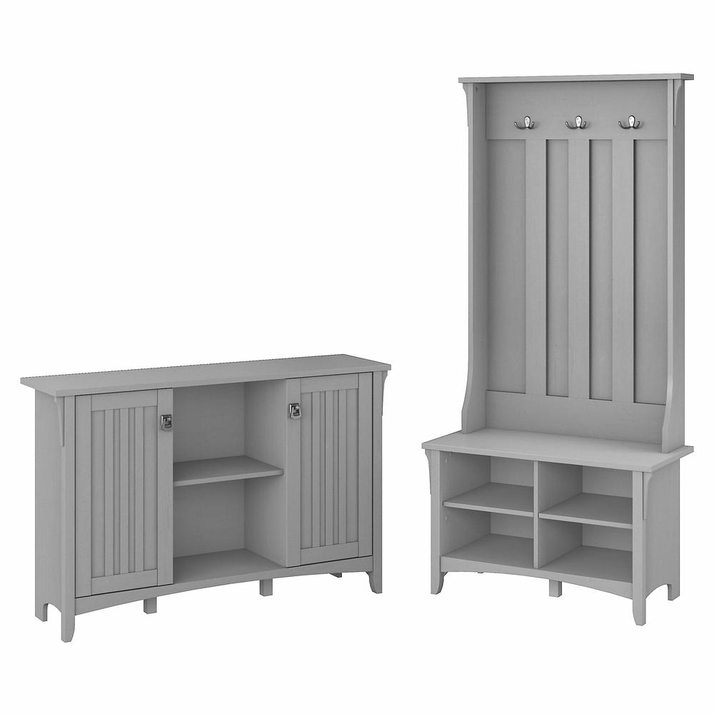 Bush Furniture Salinas Entryway Storage Set with Hall Tree, Shoe Bench and Accent Cabinet Cape Cod Gray. Picture 1