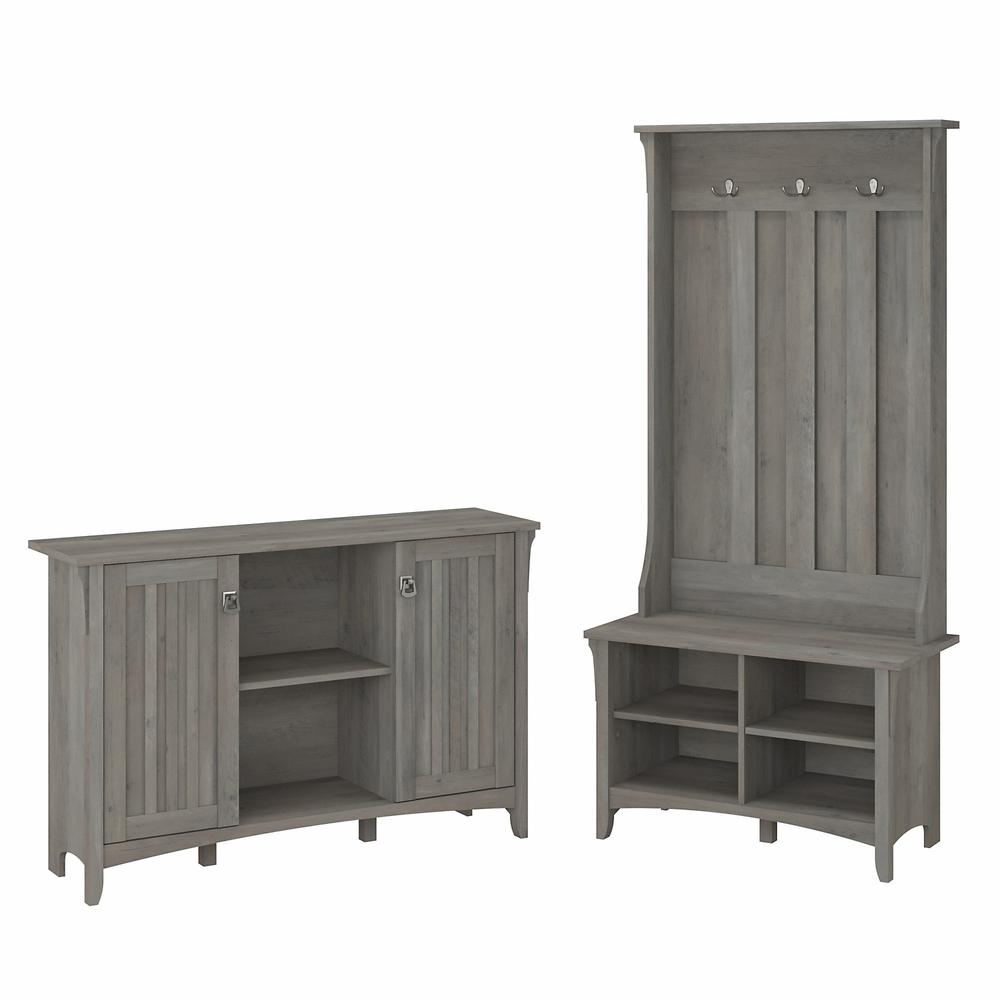 Bush Furniture Salinas Entryway Storage Set with Hall Tree, Shoe Bench and Accent Cabinet in Driftwood Gray. Picture 1