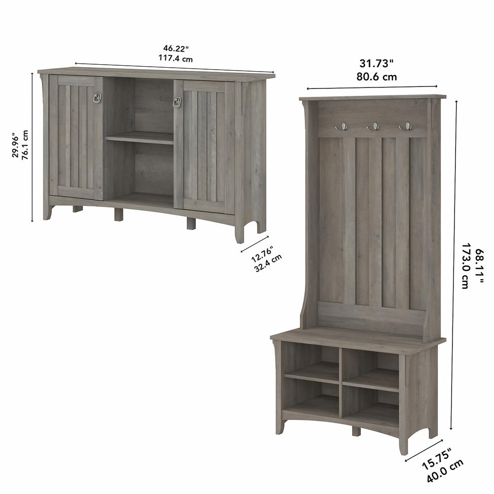 Bush Furniture Salinas Entryway Storage Set with Hall Tree, Shoe Bench and Accent Cabinet in Driftwood Gray. Picture 6