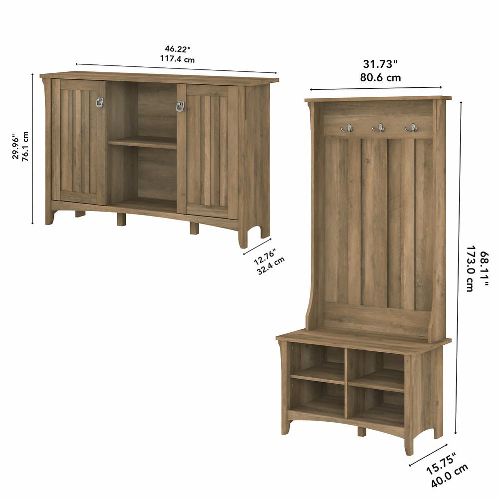 Bush Furniture Salinas Entryway Storage Set with Hall Tree, Shoe Bench and Accent Cabinet, Reclaimed Pine. Picture 5
