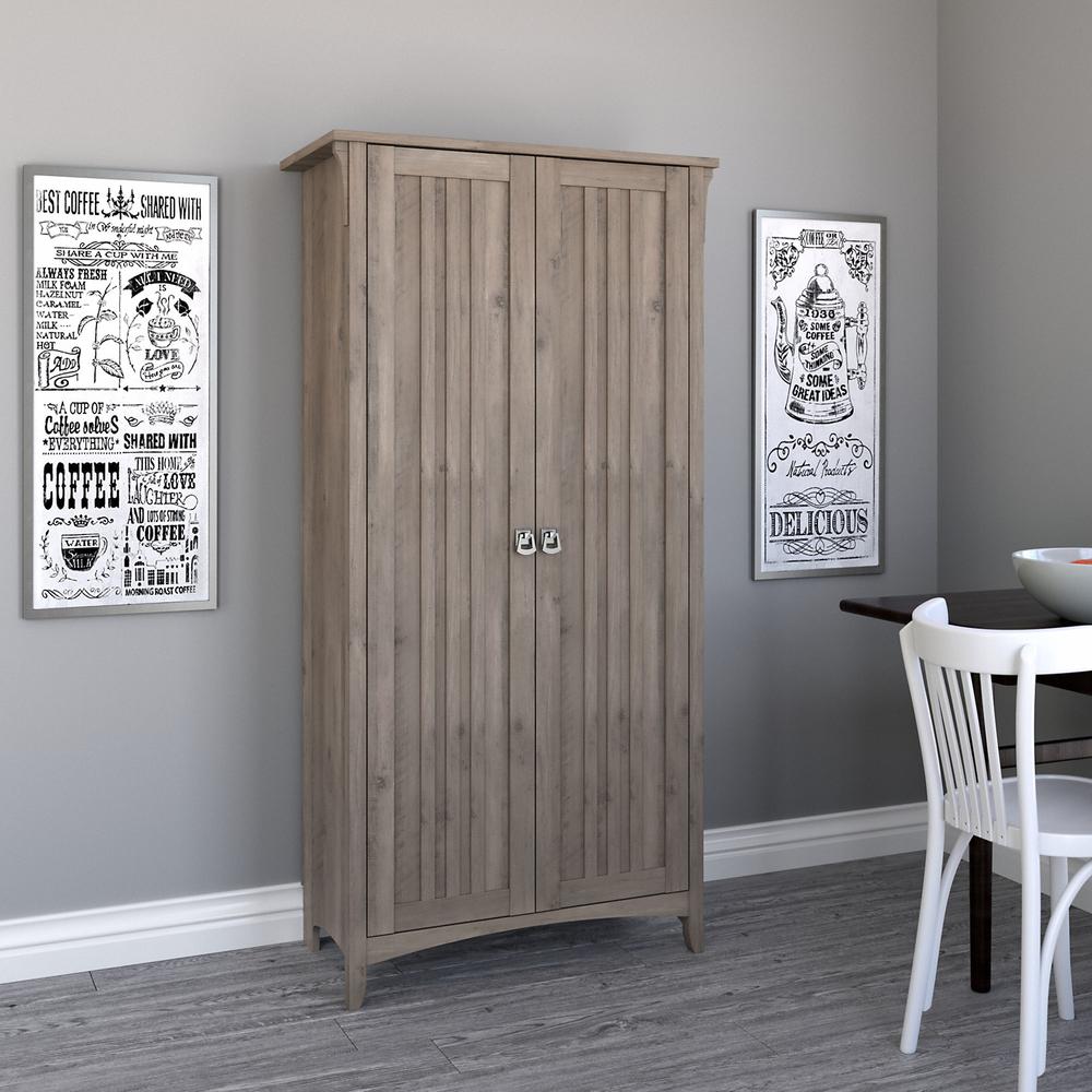 Bush Furniture Salinas Kitchen Pantry Cabinet with Doors, Driftwood Gray. Picture 2