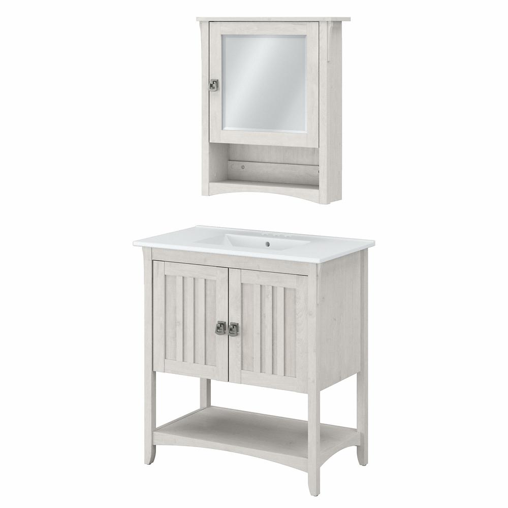 32W Bathroom Vanity Sink and Medicine Cabinet with Mirror Linen White Oak. Picture 1