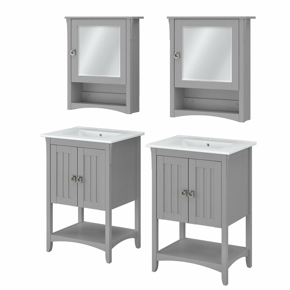 48W Double Vanity Set with Sinks and Medicine Cabinets Cape Cod Gray. Picture 1