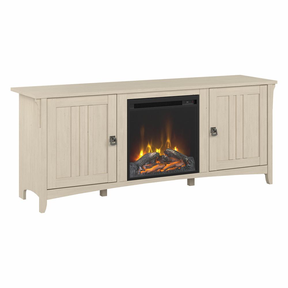 Bush Furniture Salinas Electric Fireplace TV Stand for 70 Inch TV, Antique White. The main picture.