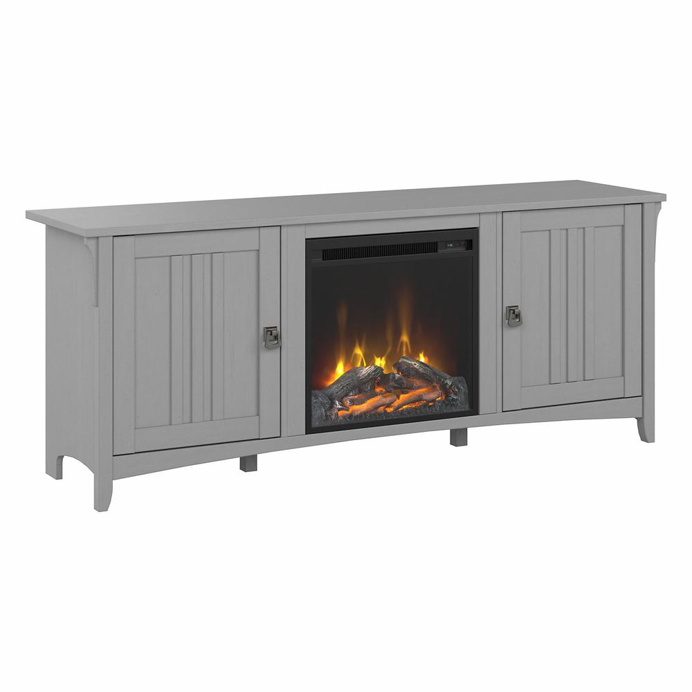 Bush Furniture Salinas Electric Fireplace TV Stand for 70 Inch TV in Cape Cod Gray. Picture 1