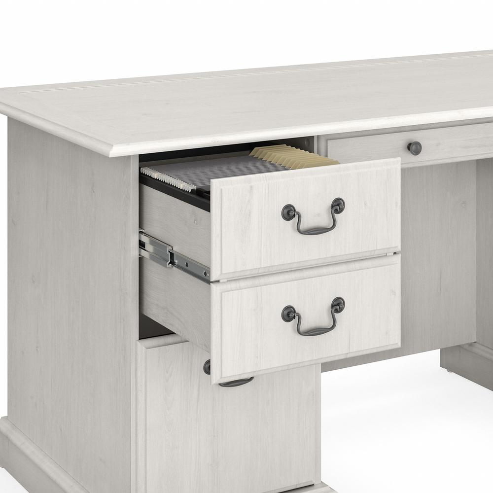 Bush Furniture Saratoga Executive Desk with File Cabinet and Bookcase Set, Linen White Oak. Picture 6