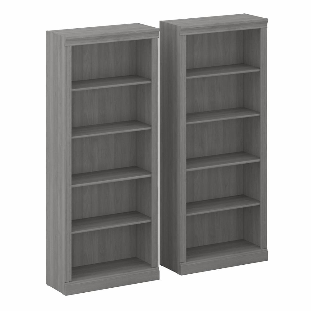 Bush Furniture Saratoga Tall 5 Shelf Bookcase - Set of 2, Modern Gray. Picture 1
