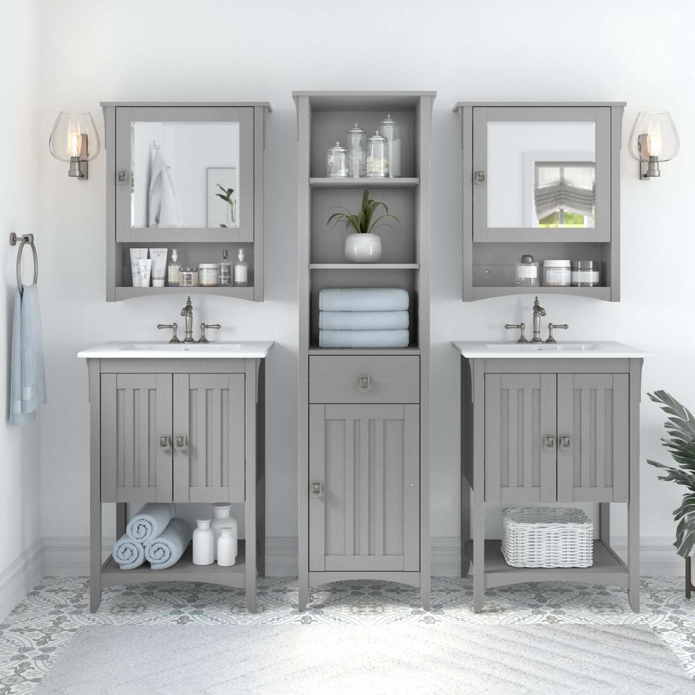 Salinas Tall Bathroom Storage Cabinet in Cape Cod Gray. Picture 8