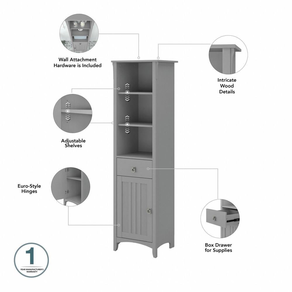 Salinas Tall Bathroom Storage Cabinet in Cape Cod Gray. Picture 4