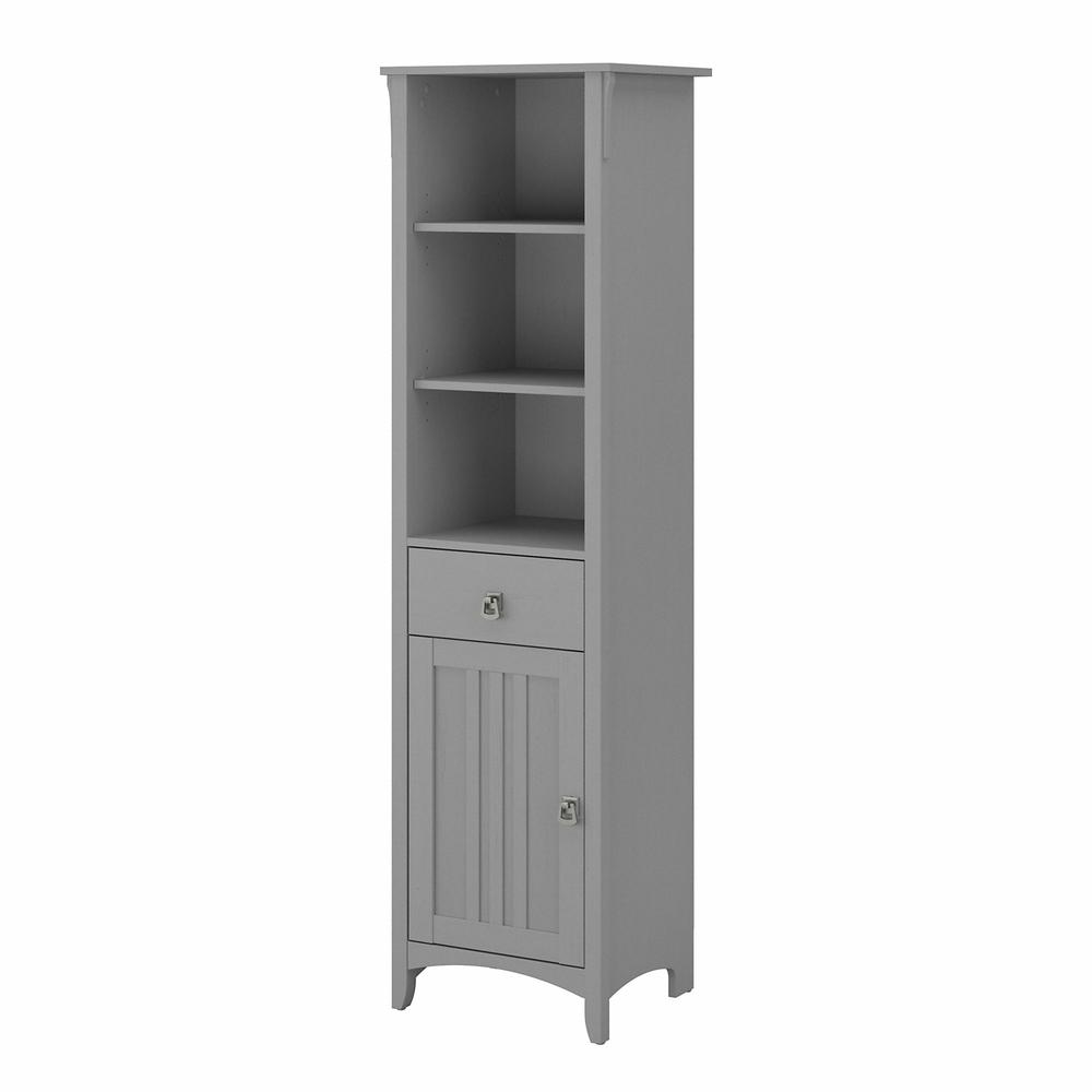Bush Furniture Salinas Tall Narrow Bookcase Cabinet Cape Cod Gray. Picture 1