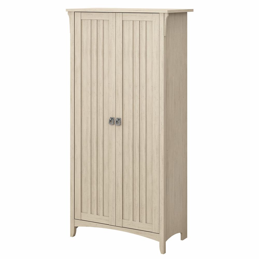 Bush Furniture Salinas Tall Storage Cabinet with Doors in Antique White. Picture 1