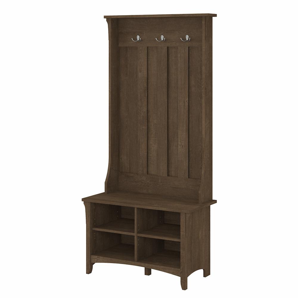 Bush Furniture Salinas Hall Tree with Shoe Storage Bench in Ash Brown. Picture 1