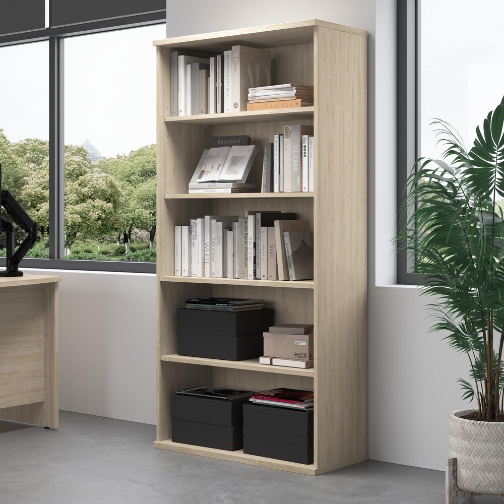 Studio C Tall 5 Shelf Bookcase in Natural Elm. Picture 7
