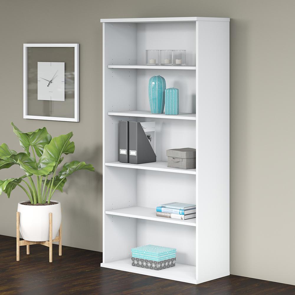 Bush Business Furniture Studio C 5 Shelf Bookcase in White. Picture 2