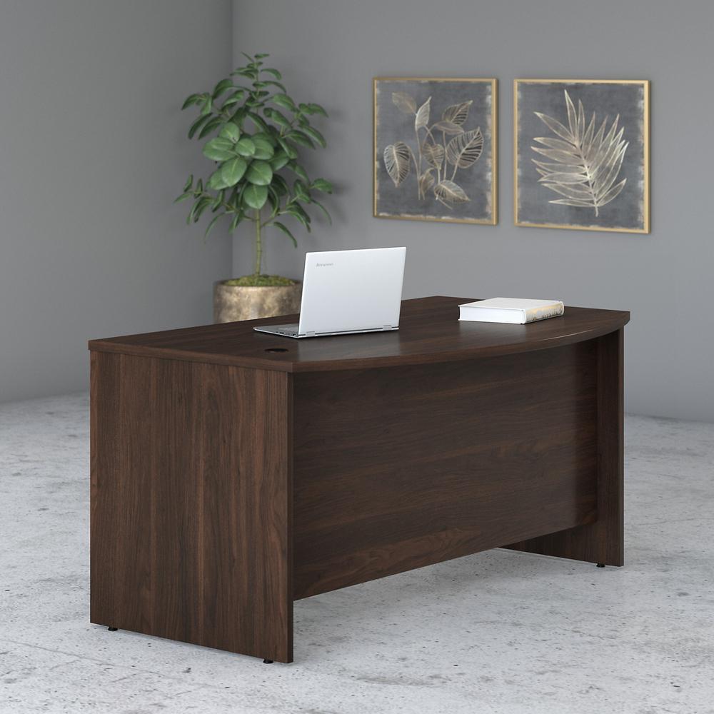 Bush Business Furniture Studio C 60W x 36D Bow Front Desk in Black Walnut. Picture 2