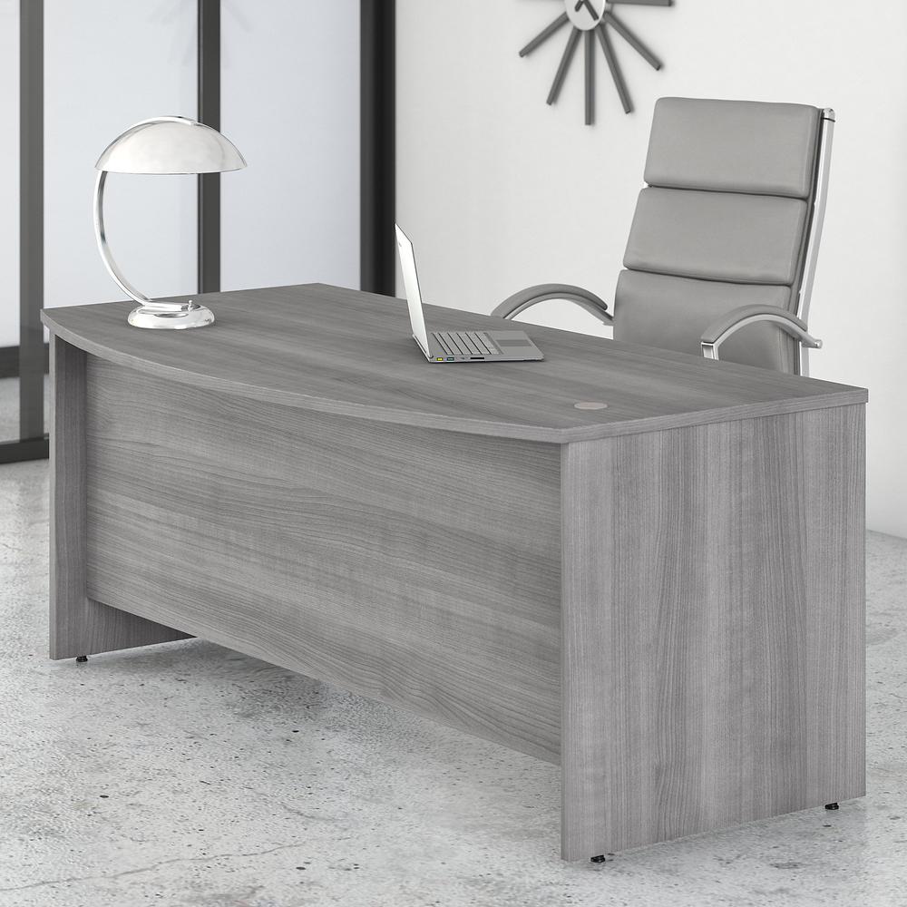 Bush Business Furniture Studio C 72W x 36D Bow Front Desk in Platinum Gray. Picture 2