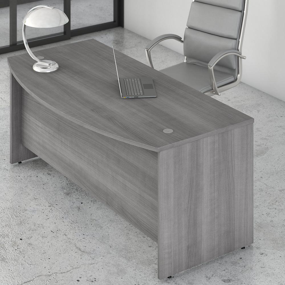 Bush Business Furniture Studio C 72W x 36D Bow Front Desk in Platinum Gray. Picture 4