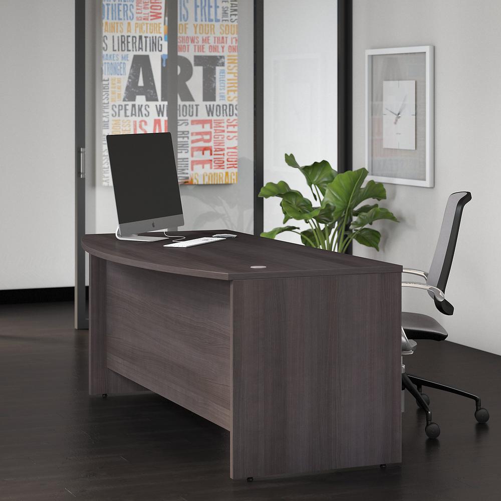 Bush Business Furniture Studio C 72W x 36D Bow Front Desk in Storm Gray. Picture 2