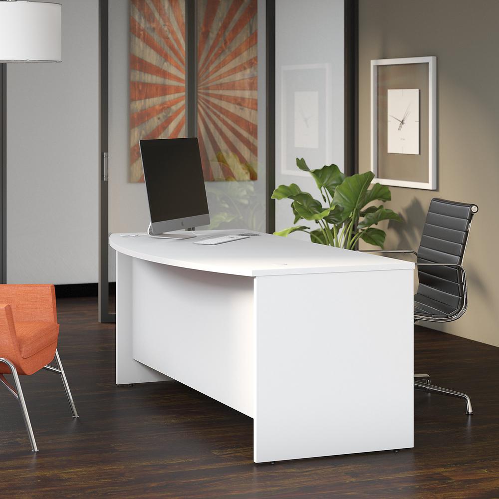 Bush Business Furniture Studio C 72W x 36D Bow Front Desk, White. Picture 2