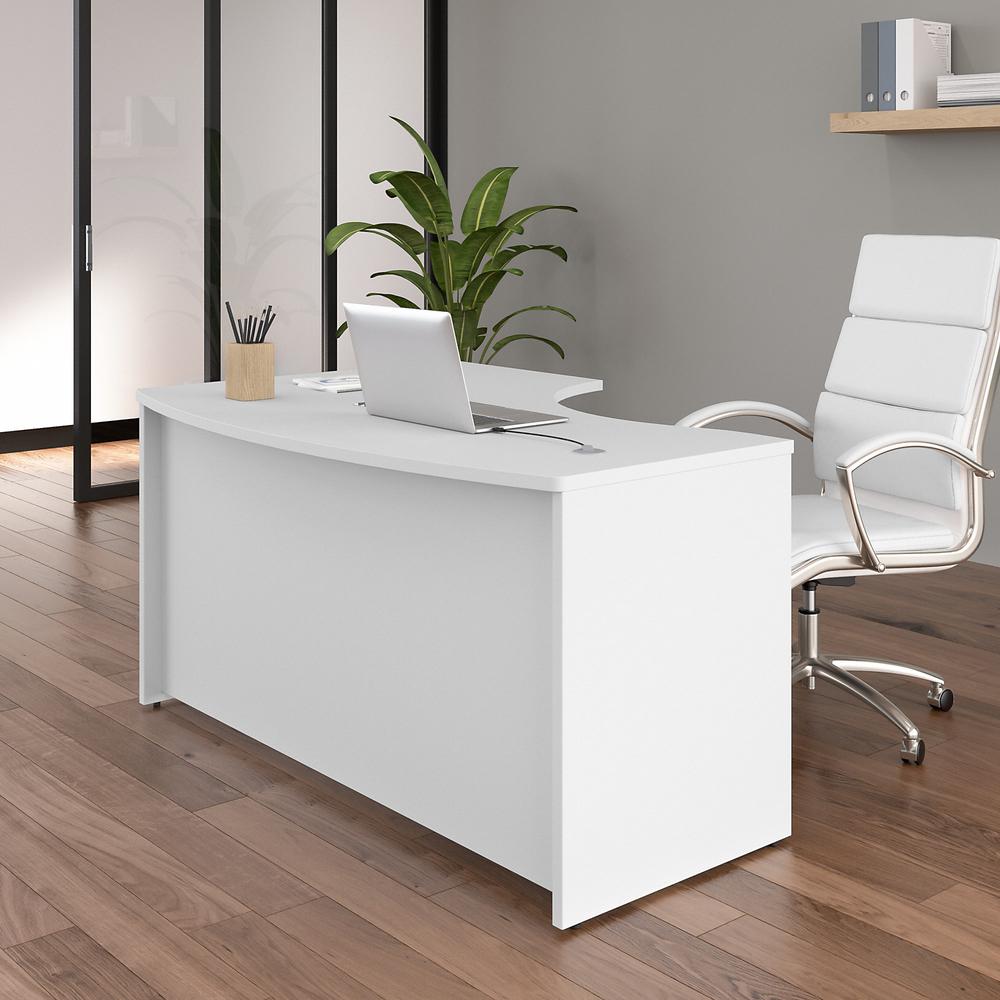 Bush Business Furniture Studio C 60W x 43D Right Hand L-Bow Desk Shell, White. Picture 2
