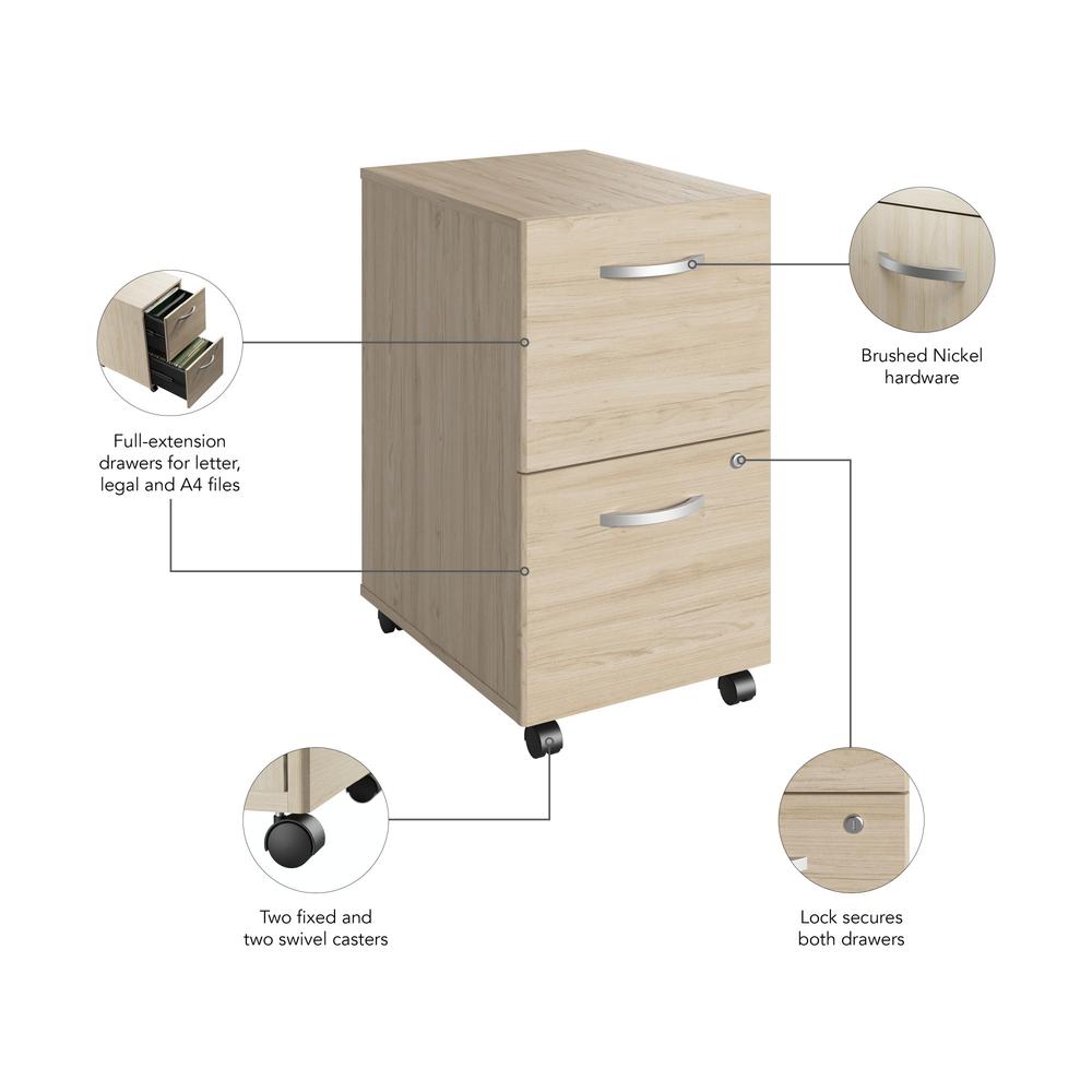 Studio C 2 Drawer Mobile File Cabinet in Natural Elm - Assembled. Picture 7