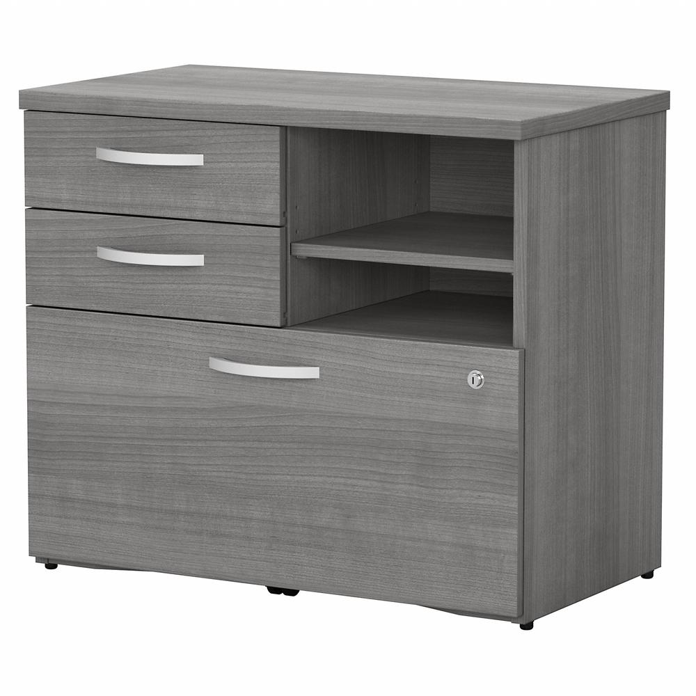 Bush Business Furniture Studio C Office Storage Cabinet with Drawers and Shelves in Platinum Gray. Picture 1