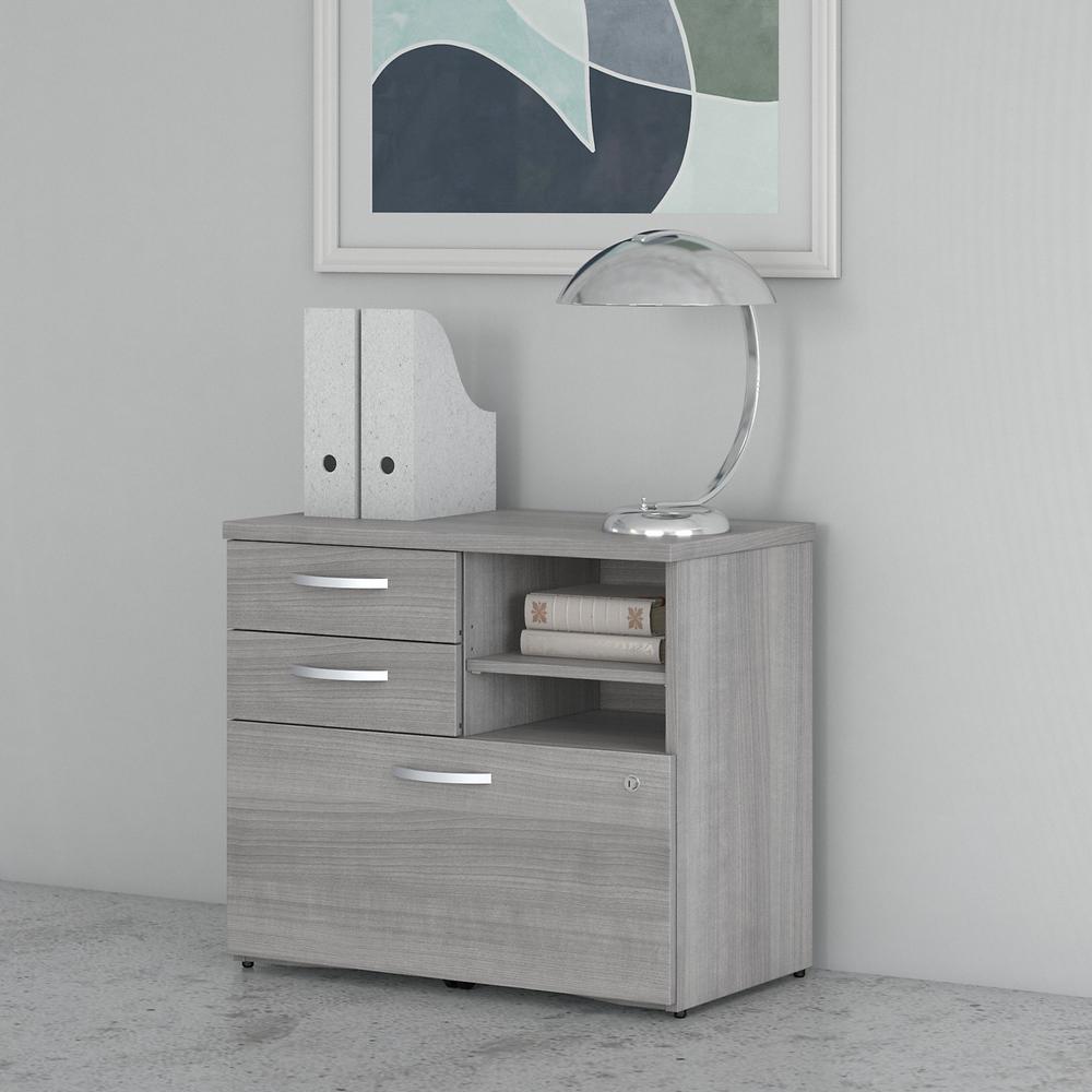 Bush Business Furniture Studio C Office Storage Cabinet with Drawers and Shelves in Platinum Gray. Picture 2