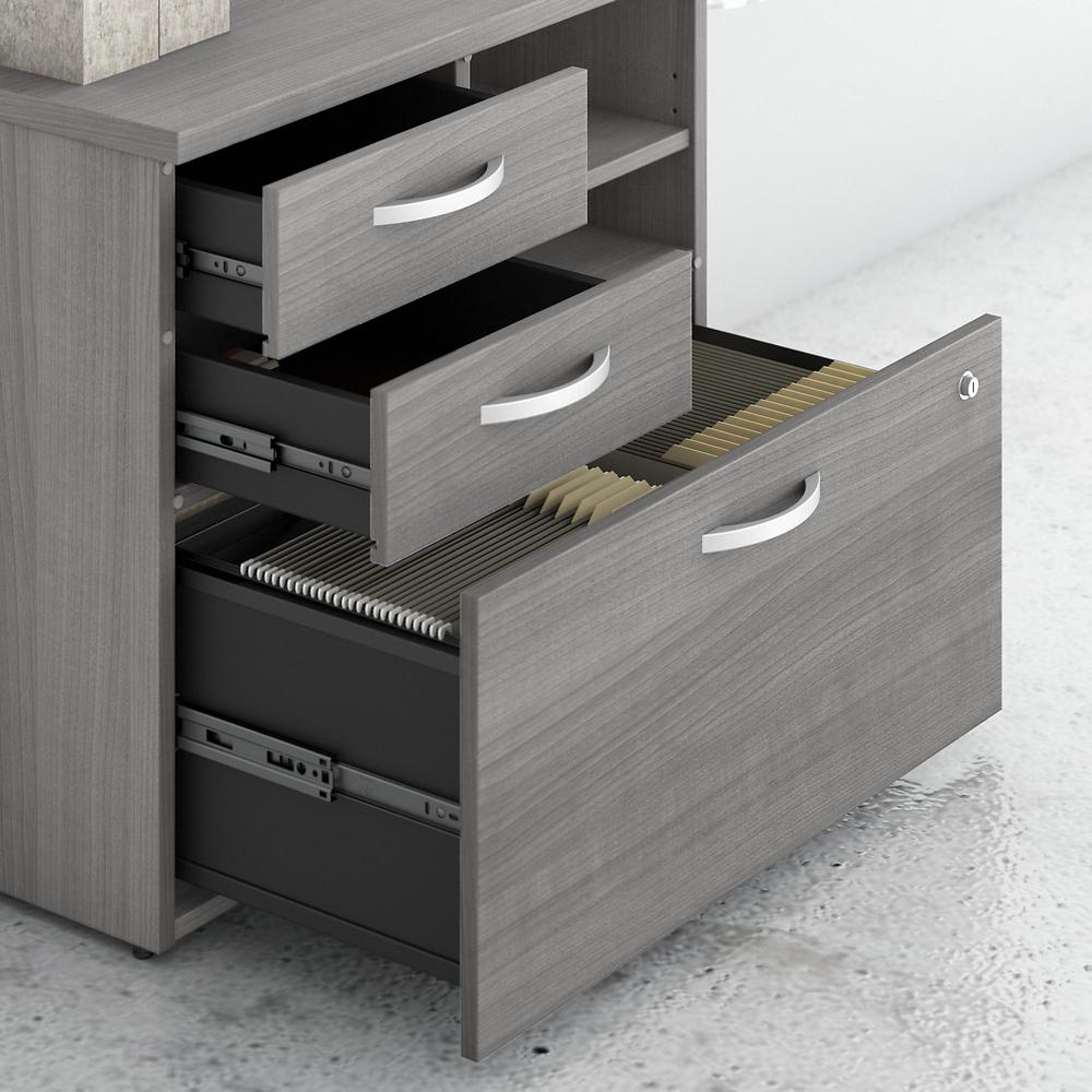 Bush Business Furniture Studio C Office Storage Cabinet with Drawers and Shelves in Platinum Gray. Picture 7