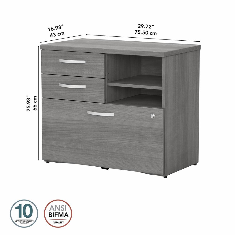 Bush Business Furniture Studio C Office Storage Cabinet with Drawers and Shelves in Platinum Gray. Picture 5