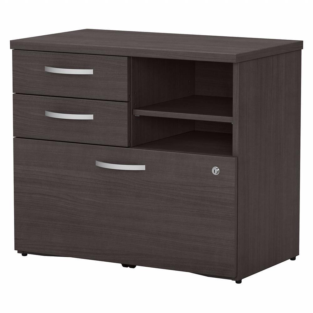 Bush Business Furniture Studio C Office Storage Cabinet with Drawers and Shelves in Storm Gray. Picture 1