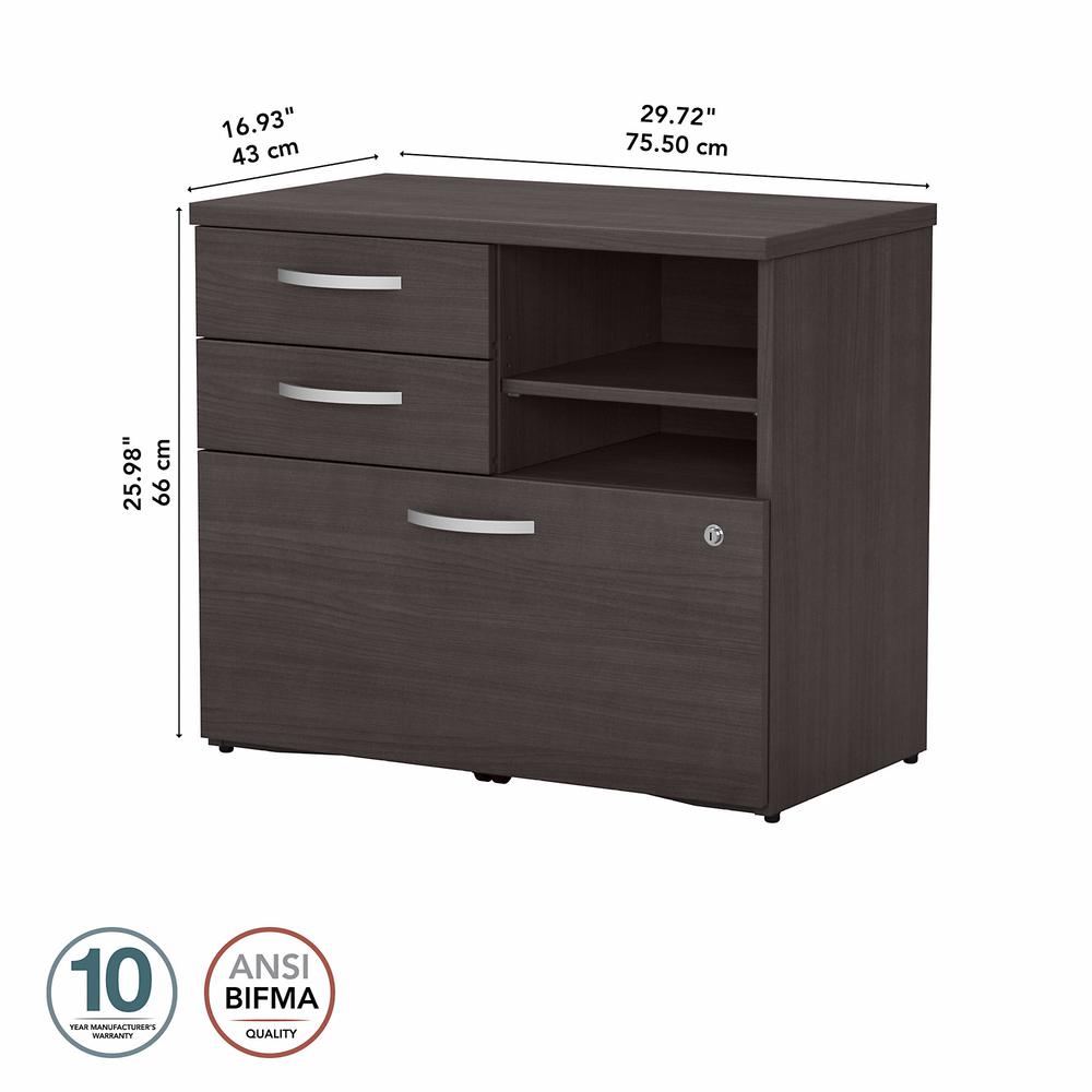 Bush Business Furniture Studio C Office Storage Cabinet with Drawers and Shelves in Storm Gray. Picture 3