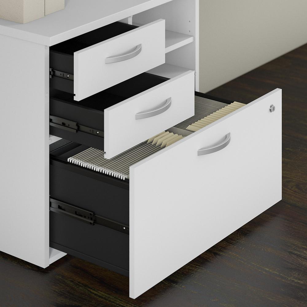 Bush Business Furniture Studio C Office Storage Cabinet with Drawers and Shelves in White. Picture 4