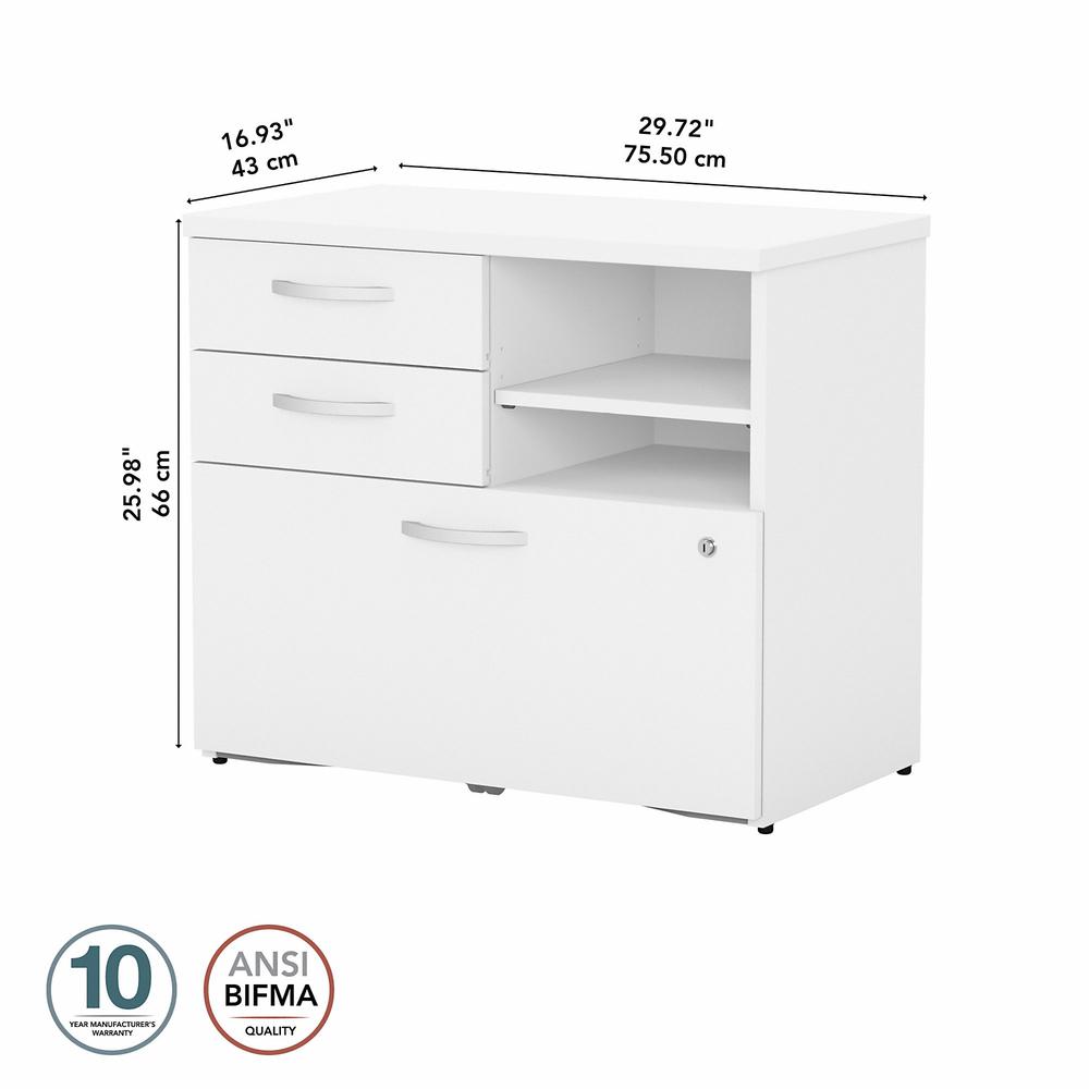 Bush Business Furniture Studio C Office Storage Cabinet with Drawers and Shelves in White. Picture 7