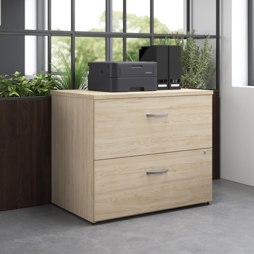 Studio C 2 Drawer Lateral File Cabinet in Natural Elm - Assembled. Picture 9