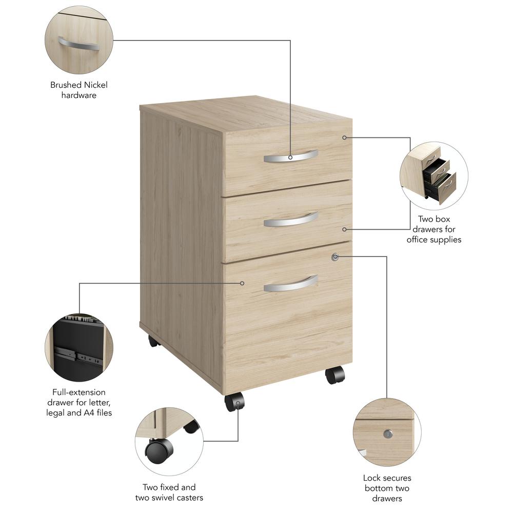 Studio C 3 Drawer Mobile File Cabinet in Natural Elm - Assembled. Picture 7
