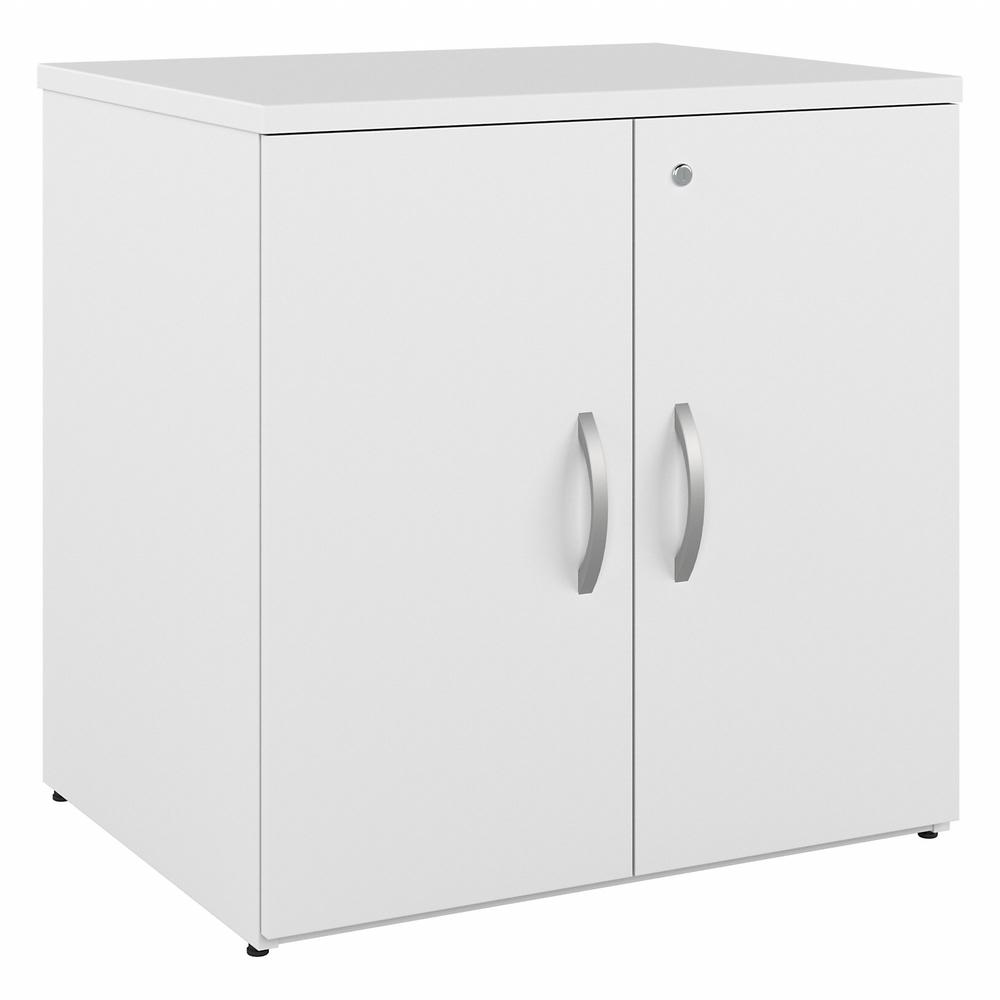 Bush Business Furniture Studio C Office Storage Cabinet with Doors, White. Picture 1