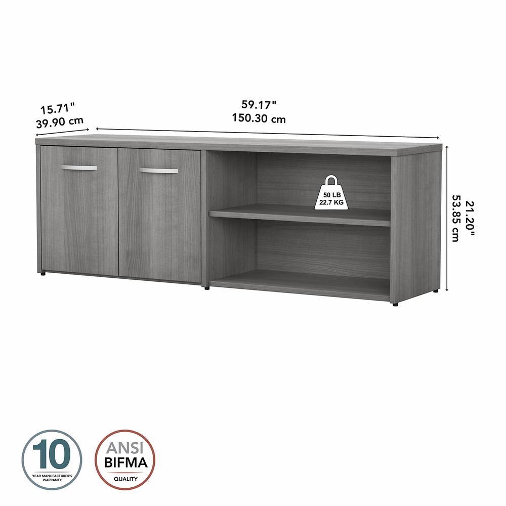 Bush Business Furniture Studio C Low Storage Cabinet with Doors and Shelves in Platinum Gray. Picture 6