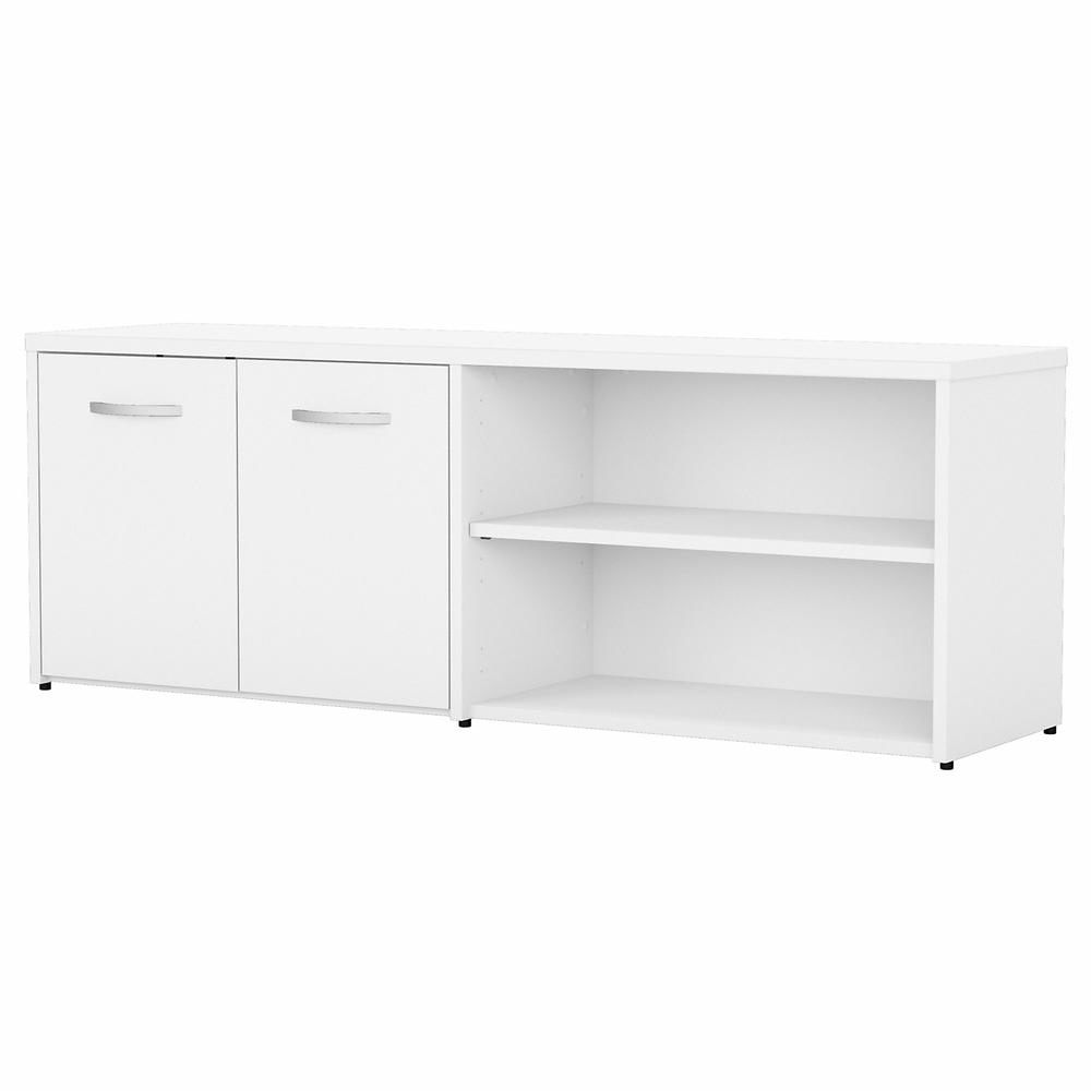 Bush Business Furniture Studio C Low Storage Cabinet with Doors and Shelves in White. Picture 1