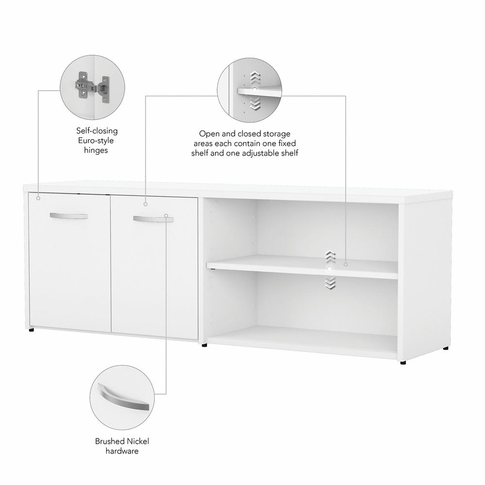 Bush Business Furniture Studio C Low Storage Cabinet with Doors and Shelves in White. Picture 3